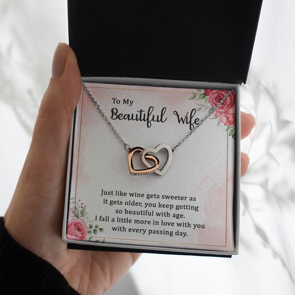 To My Wife Necklace Romantic Gifts For Her Unique Necklaces For Wife From Husband Cute Valentines Day Anniversary Birthday For Wife, Meaningful Necklace Message Card and Gift Box Styles on Birthday, Christmas, Anniversary Interlocking Heart