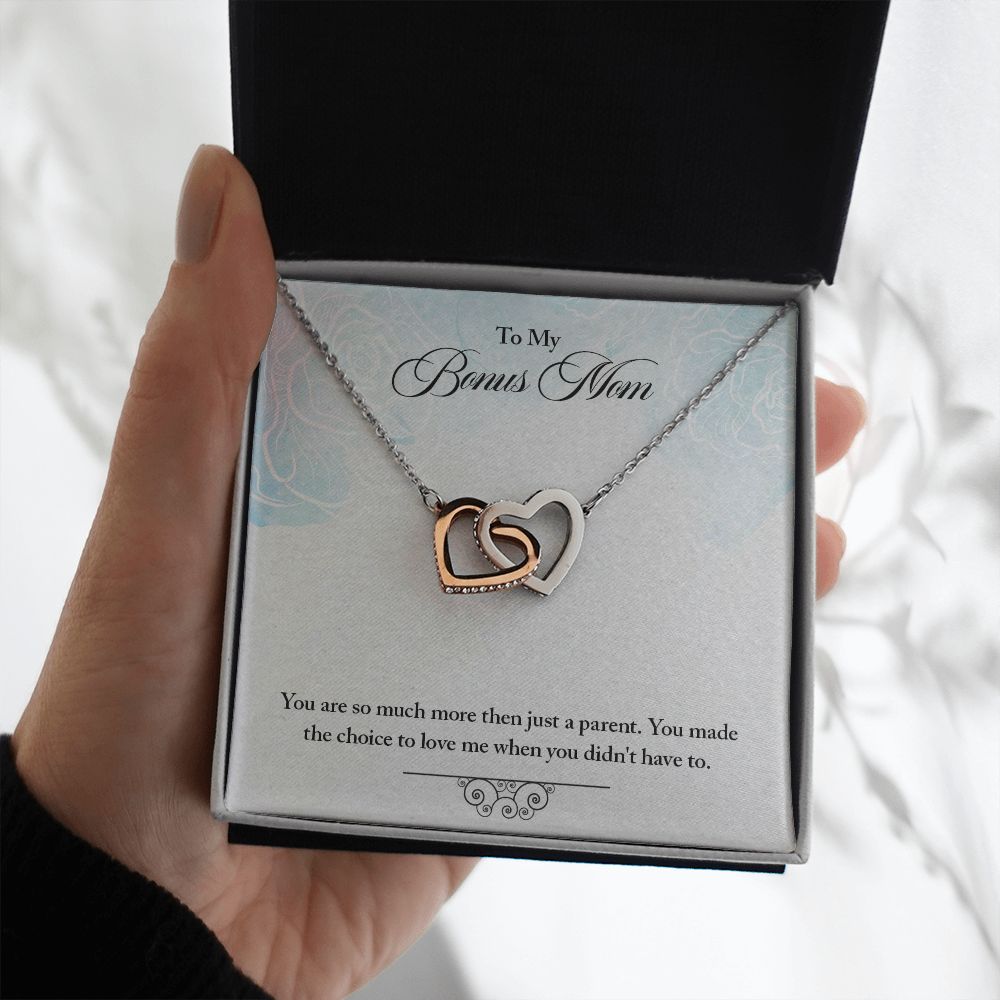 My Bonus Mom Necklace, Dear Mom, Mother's Day Necklace, Gift for Mom from Daughter, Son, Amazing Mom, Perfect Mother Mother's Day Gift, Love Knot Necklace Message Card and Gift Box Styles on Birthday, Christmas, Anniversary  Interlocking Heart