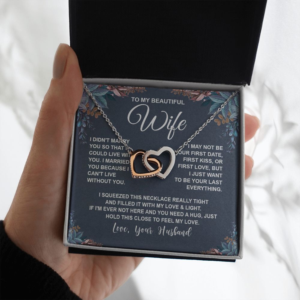 Wife Necklace Gifts From Husband, For Wife From Husband, Soulmate Gifts From Husband, Necklaces For Wife From Husband To My Wife Necklace Message Card and Necklace Gift Box Gift Box Styles on Birthday, Wedding, Anniversary, Valentine Interlocking Heart