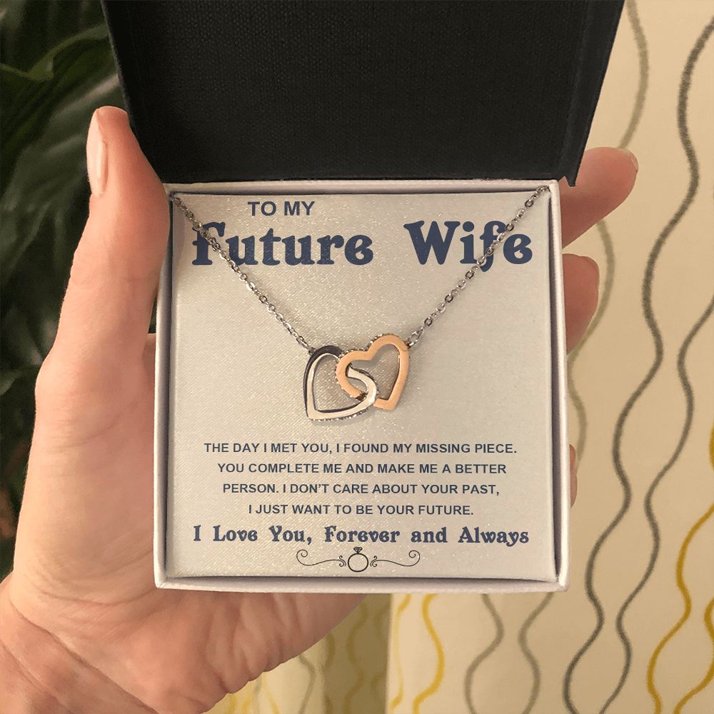 Soulmate Necklace For Women, Soulmate Gifts For Her, Future Wife Necklace, Necklaces For Girlfriend, To My Wife Necklace, Wife Necklace From Husband, Necklace Message Card and Gift Box Styles on Birthday, Christmas, Valentine Interlocking Heart