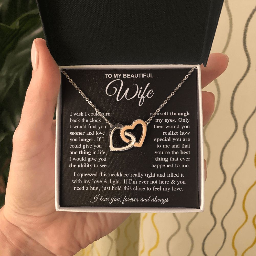 To My Soulmate Necklace Gift for Her, Wife Gifts From Husband, Necklaces For Wife From Husband To My Soulmate Necklace Message Card and Necklace Gift Box Gift Box Styles on Birthday, Wedding, Anniversary, Valentine Interlocking Heart