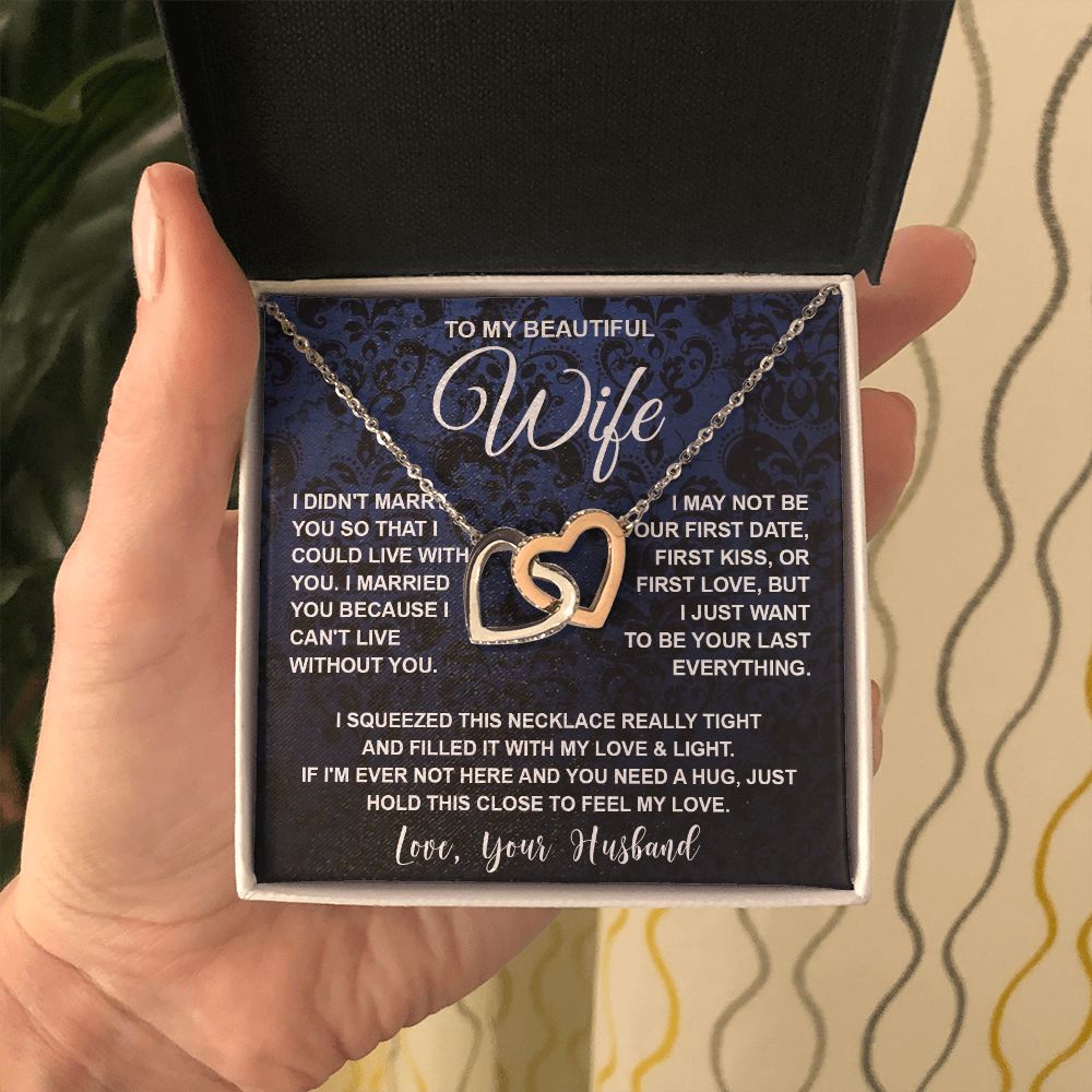 Wife Necklace Gifts From Husband, For Wife From Husband, Soulmate Valentine Gifts From Husband, Necklaces For Wife From Husband To My Wife Necklace Message Card and Necklace Gift Box Gift Box Styles on Birthday, Wedding, Anniversary, Valentine Interlockin