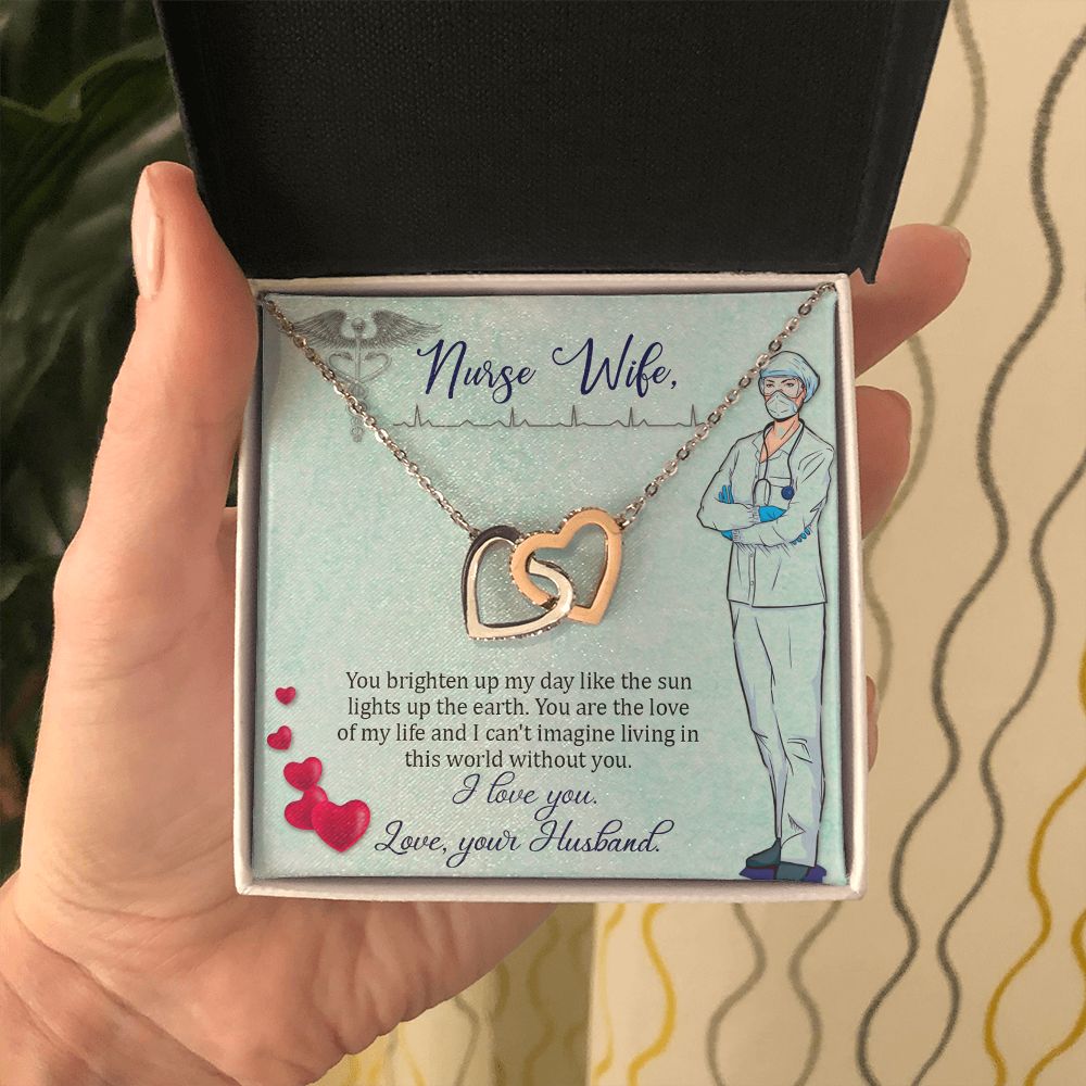 Couples Gifts, Nusre Wife Necklace Gifts From Husband, Wedding Anniversary Jewelry For Wife From Husband, Wife Birthday From Husband, To My Wife Message Card and Gift Box styles On Birthday, Christmas, Anniversary  Interlocking Heart