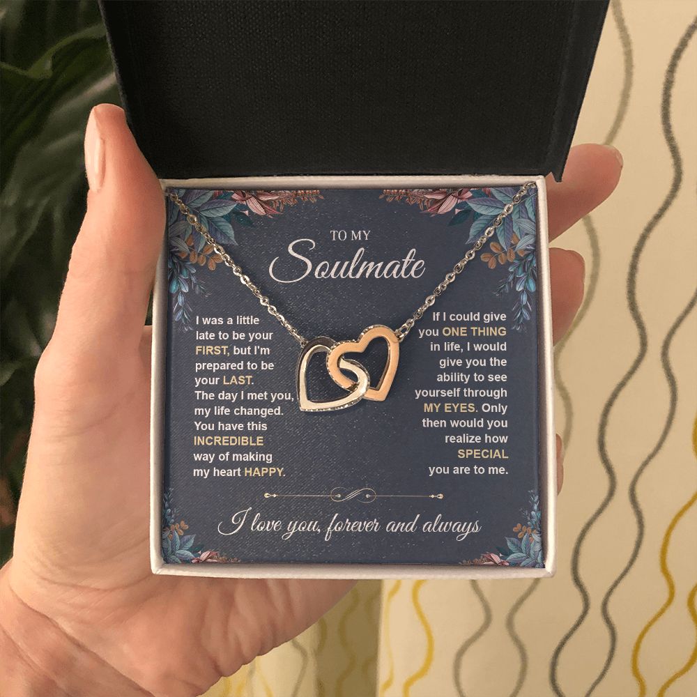 To My Soulmate Necklace for Women, Necklaces Gift For Wife from Husband, Soulmate Jewelry to My Future Wife Necklace, Necklace For Girlfriend with Message Card and Necklace Gift Box Gift Box Styles on Birthday, Christmas, Wedding, Anniversary Interlocking