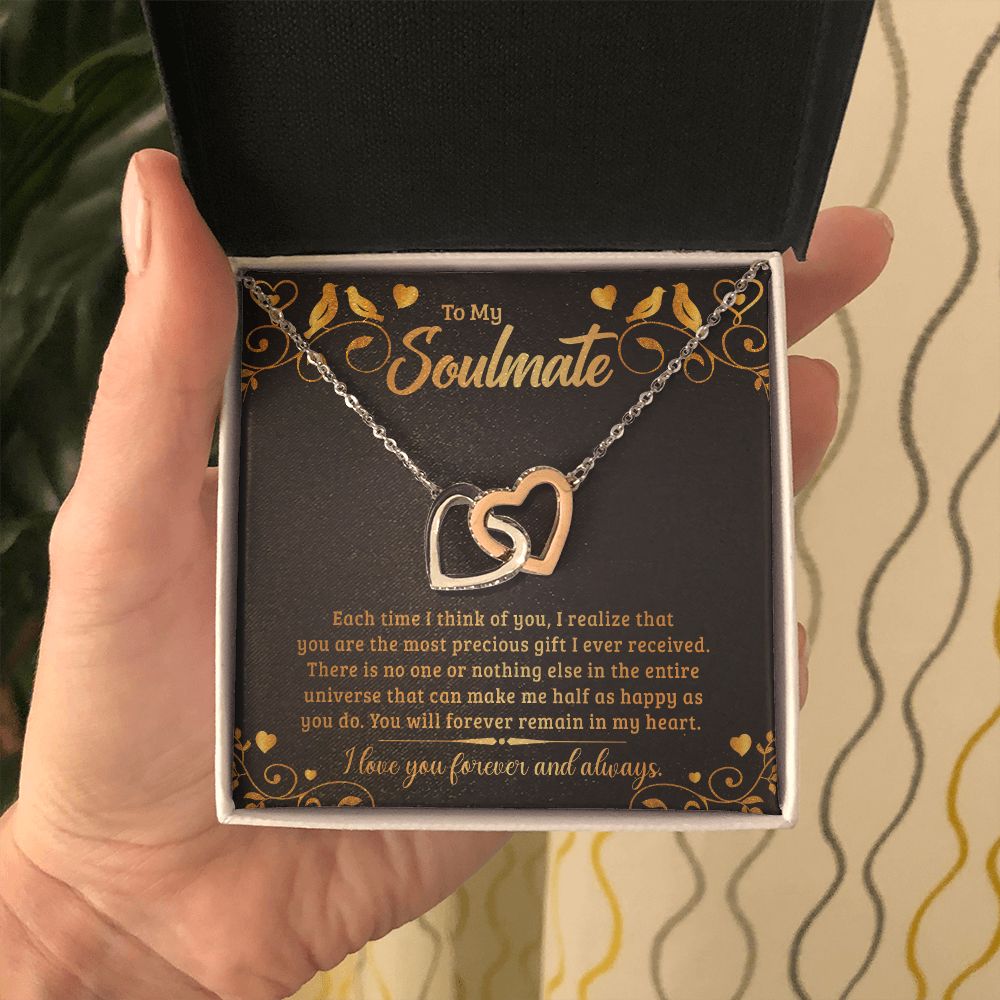 Couples Gifts, My Soulmate Necklace Gifts From Husband, Wedding Anniversary Jewelry For Wife From Husband, Wife Birthday From Husband, To My Soulmate Message Card and Gift Box styles On Birthday, Christmas, Anniversary  Interlocking Heart