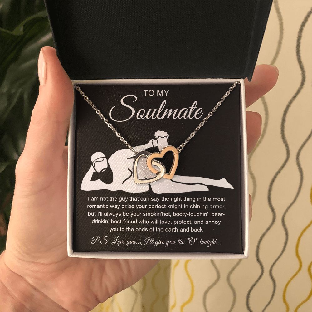 To My Soulmate Necklace For Women, Funny Gifts For Girlfriend,Valentine Christmas Presents For Girlfriend, Best Birthday Meaningful Gift Ideas For Wife, Women Romantic Jewelry For Her Anniversary Message Card and Gift Box Styles Interlocking Heart
