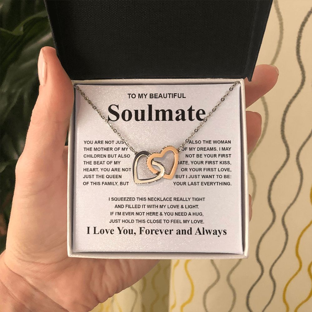 Gifts For Soulmate Birthday Gifts From Husband Necklace Valentines Days, Necklace for Future Soulmate, Valentine Necklace Jewelry for Wife Necklace Gifts from Husband - Soulmate Gift Necklace with Message Card and Gift Box Interlocking Heart