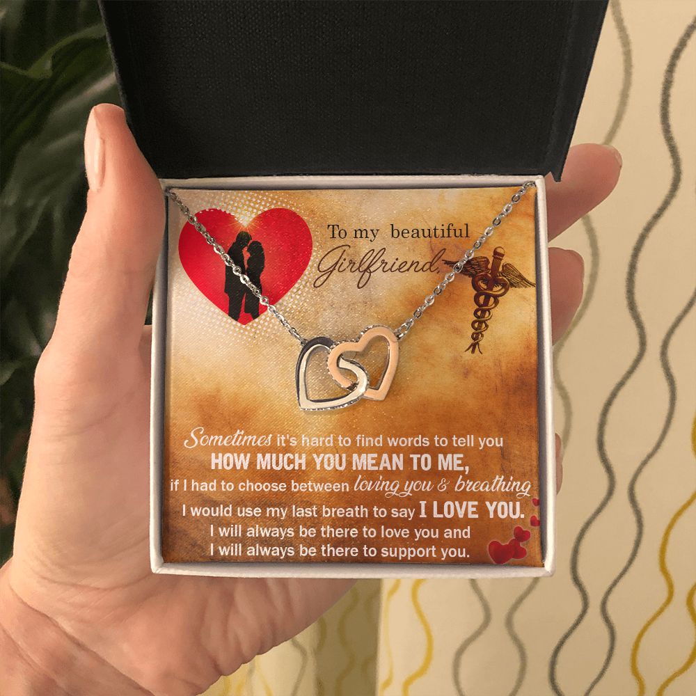 Couples Gifts, Nusre Wife Necklace Gifts From Husband, Wedding Anniversary Jewelry For Wife From Husband, Wife Birthday From Husband, To My Beautiful Girlfriend Message Card and Gift Box styles On Birthday, Christmas, Anniversary  Interlocking Heart