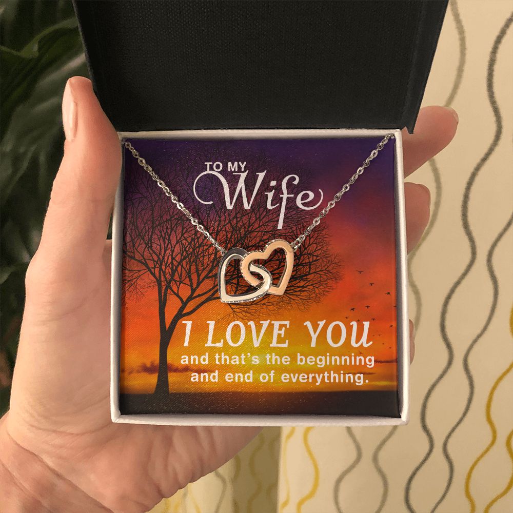 Birthday For Wife, Love Necklace Gifts For Wife From Husband, To My Soulmate Necklace For Women, To My Wife Necklace Wedding Anniversary, Love Knot Meaningful Necklace Message Card and Gift Box Styles on Birthday, Christmas, Anniversary Interlocking Heart