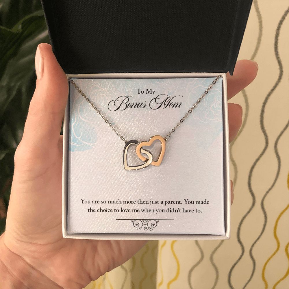 My Bonus Mom Necklace, Dear Mom, Mother's Day Necklace, Gift for Mom from Daughter, Son, Amazing Mom, Perfect Mother Mother's Day Gift, Love Knot Necklace Message Card and Gift Box Styles on Birthday, Christmas, Anniversary  Interlocking Heart