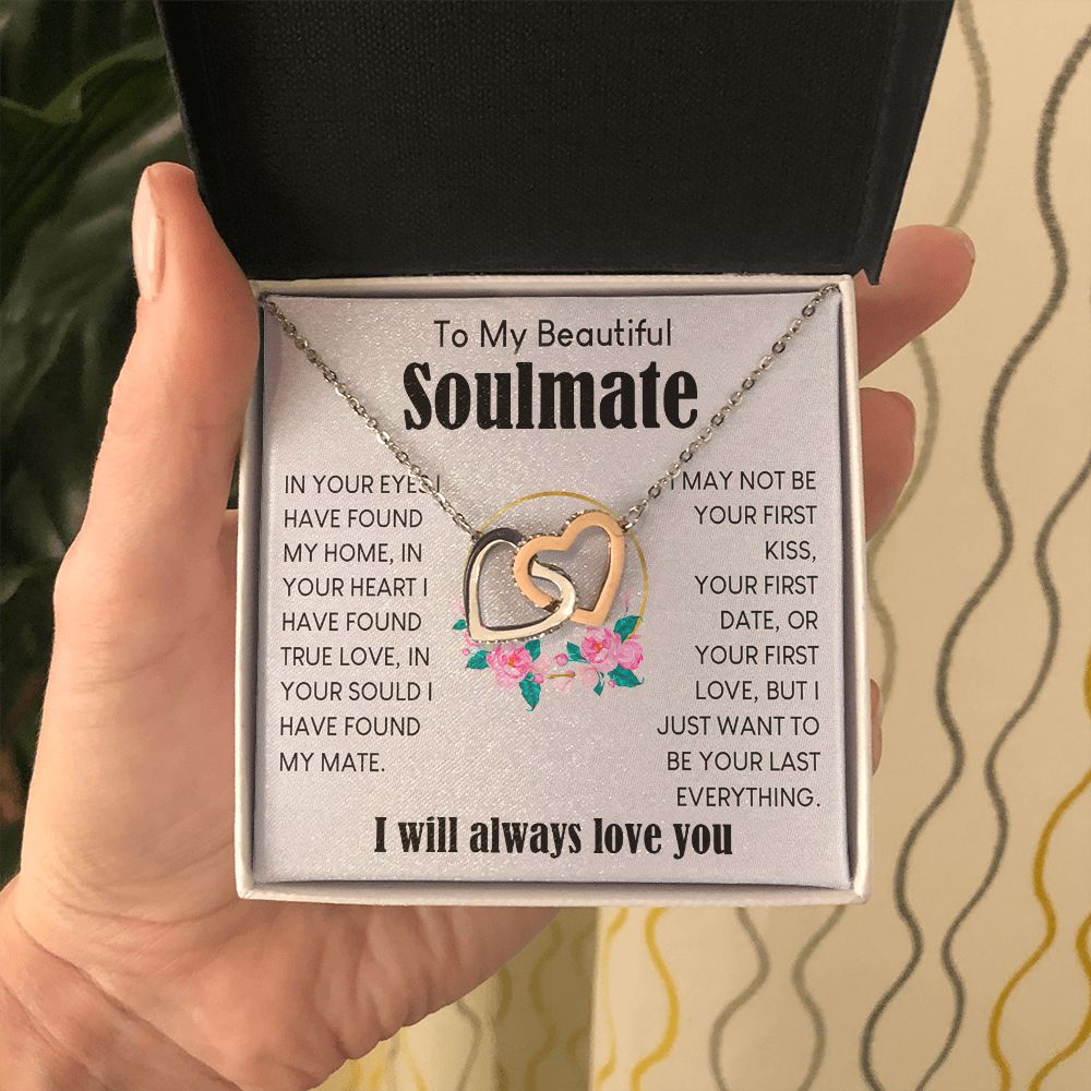 My Beautiful Soulmate Necklace To My Future Wife Gifts, Promise Necklace For Her, Fiance Gifts For Her, Valentine Gifts For Soulmate From Husband With Message Card Box LED, Soulmate Necklace For Women, To My Wife Necklace Interlocking Heart