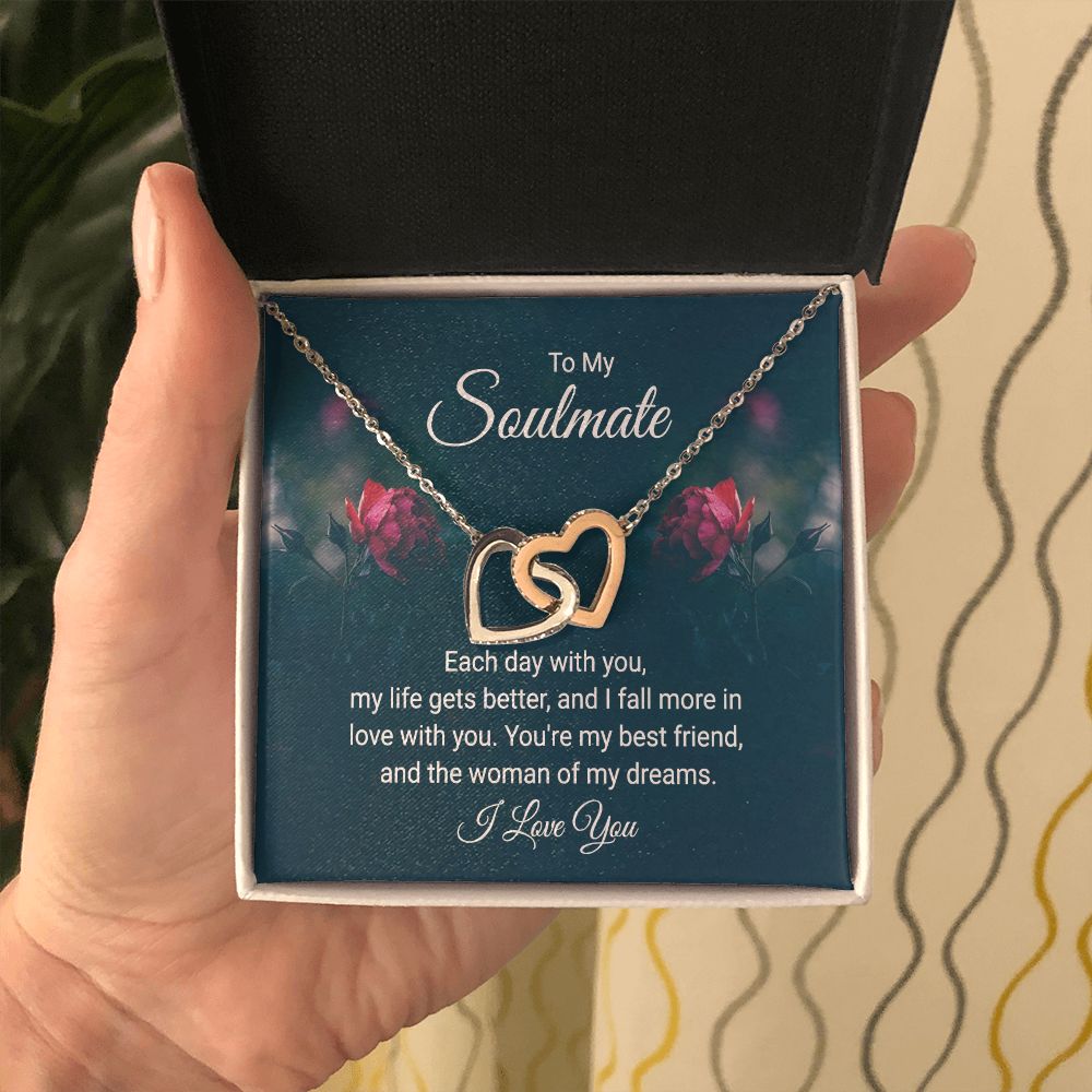 To My Soulmate Necklace for her Jewelry For Her Couples Gifts Necklaces For Soul Mate Christmas Jewelry, Dear Wife, Forever & Always, Love Knot Meaningful Necklace Message Card and Gift Box Styles on Birthday, Christmas, Anniversary Interlocking Heart