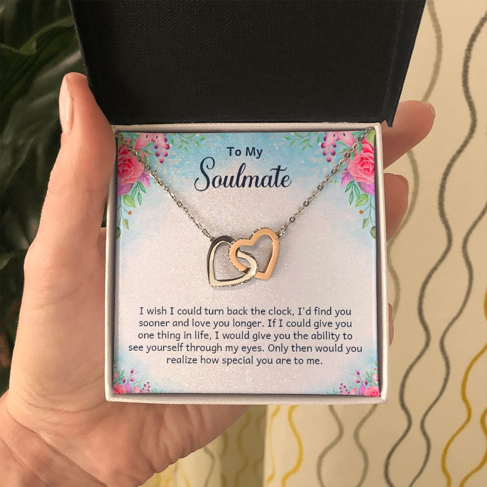 Couples Gifts Necklace To My Soulmate Necklace Gifts For My Wife, Love Knot Meaningful Necklace Message Card and Gift Box Styles on Birthday, Christmas, Anniversary Interlocking Heart