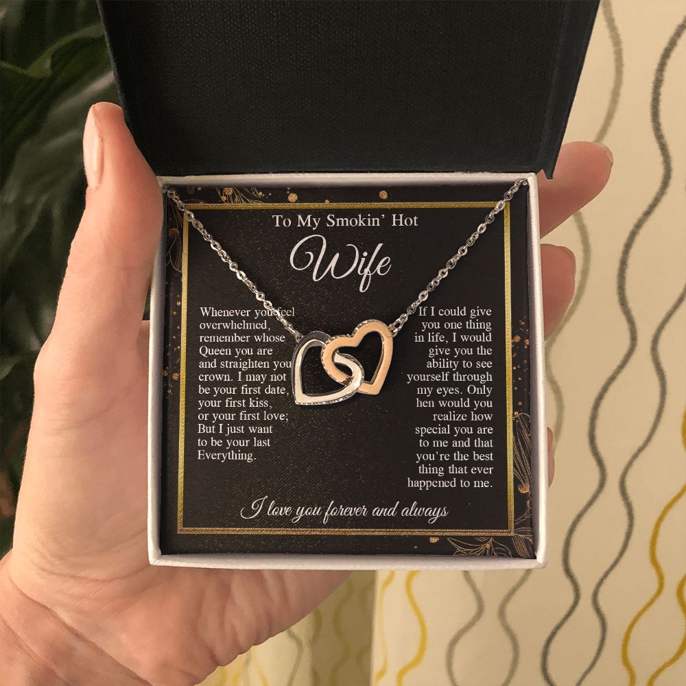 To My Beautiful Soulmate Necklace Gifts, Valentine Jewelry Gifts for Women, Anniversary Gifts For Wife From Husband To My Wife Necklace Message Card and Necklace Gift Box Gift Box Styles on Birthday, Wedding, Anniversary, Valentine Interlocking Heart