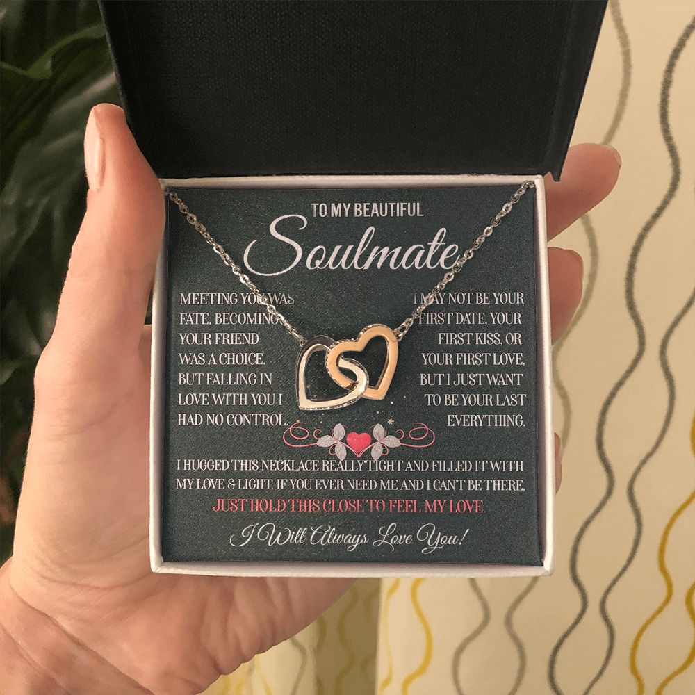 My Beautiful Soulmate Necklace Future Wife Gifts, Promise Necklace For Her, Fiance Gifts For Her, Valentine Gifts For Soulmate With Message Card Box LED, Soulmate Necklace For Women, To My Wife Necklace Interlocking Heart