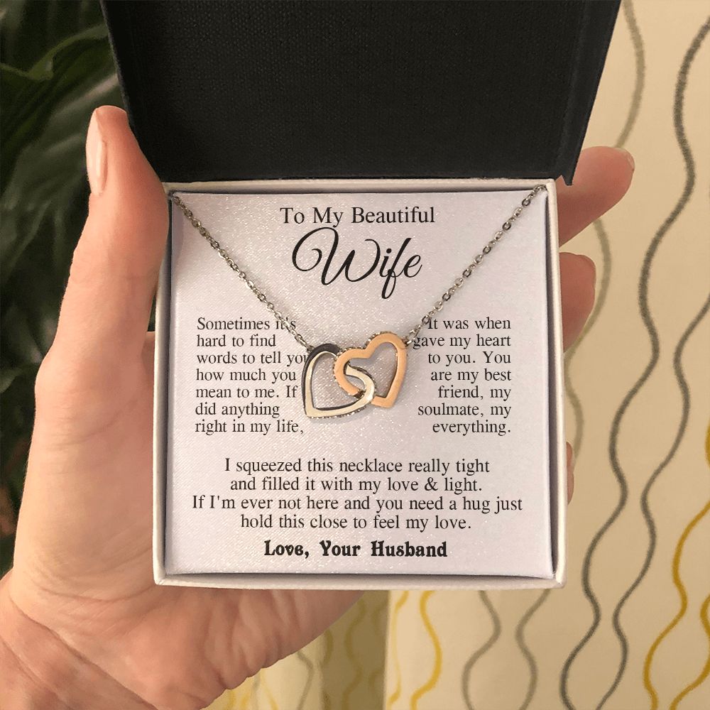 Wife Necklace from Husband, Anniversary Romantic Gifts for Wife from Husband to My Wife Necklaces for Wife Birthday Gifts, Wife Jewelry Necklace Message Card and Necklace Gift Box Gift Box Styles on Birthday, Wedding, Anniversary, Valentine Interlocking H