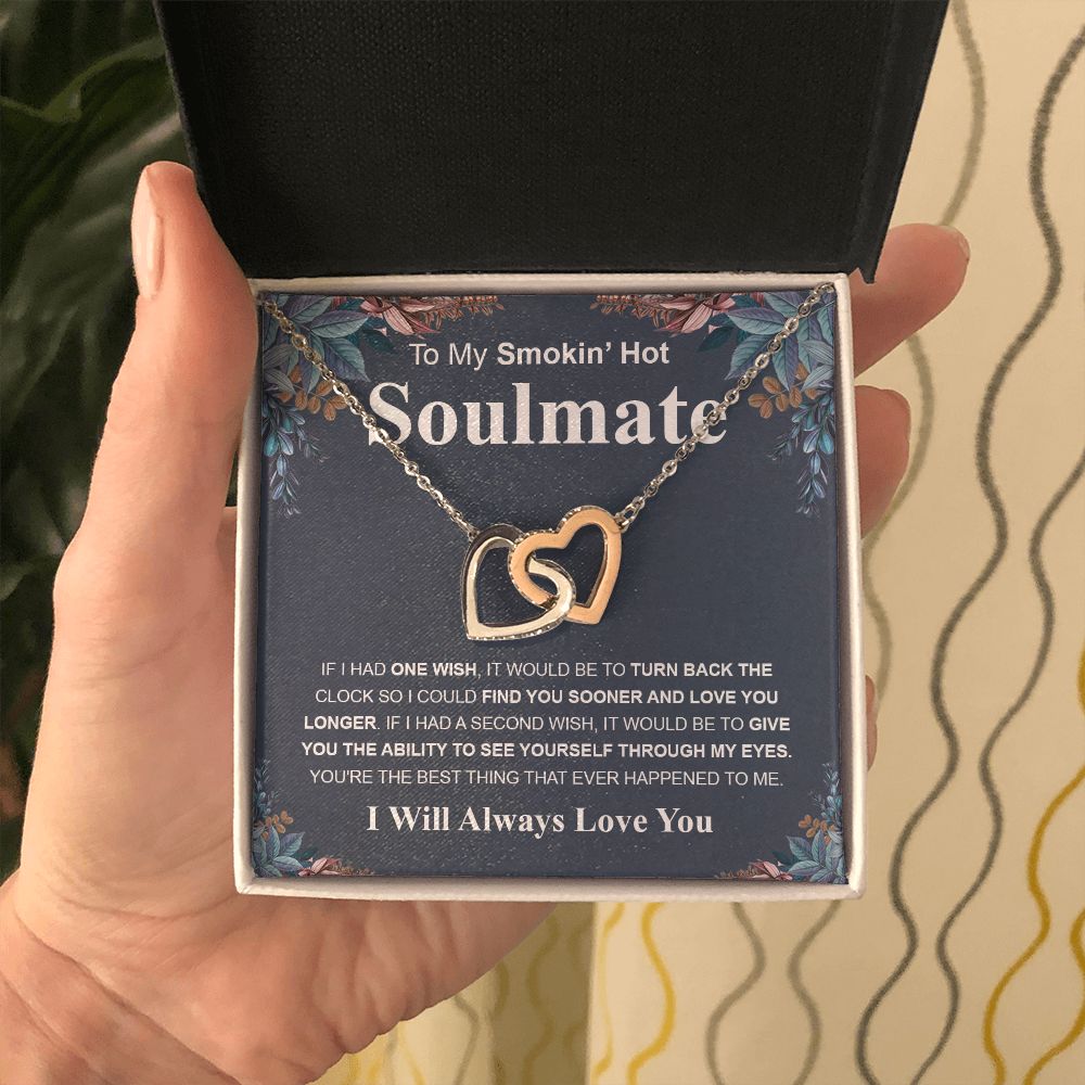 Gifts For Soulmate Birthday Gifts From Husband Necklace Valentines Day, Necklace for Future Soulmate, Wedding Birthday Jewelry for Wife Necklace Gifts from Husband - Soulmate Gift Necklace with Message Card and Gift Box Interlocking Heart