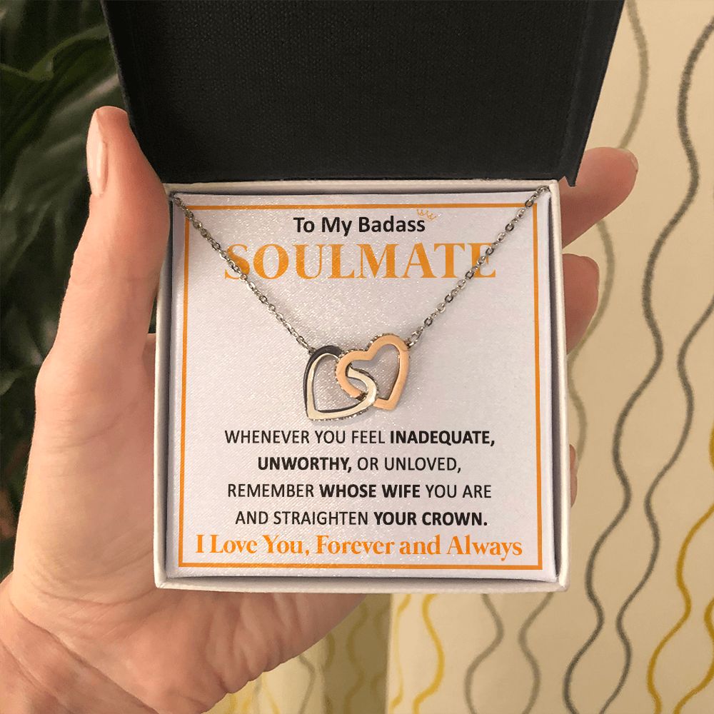 Couples Gifts, To My Dear Wife Necklace Gifts From Husband, Wedding Anniversary Jewelry For Wife From Husband, Wife Birthday From Husband, Necklace Custom Name Message Card and Gift Box Styles on Birthday, Christmas, Wedding, Anniversary Interlocking Hear