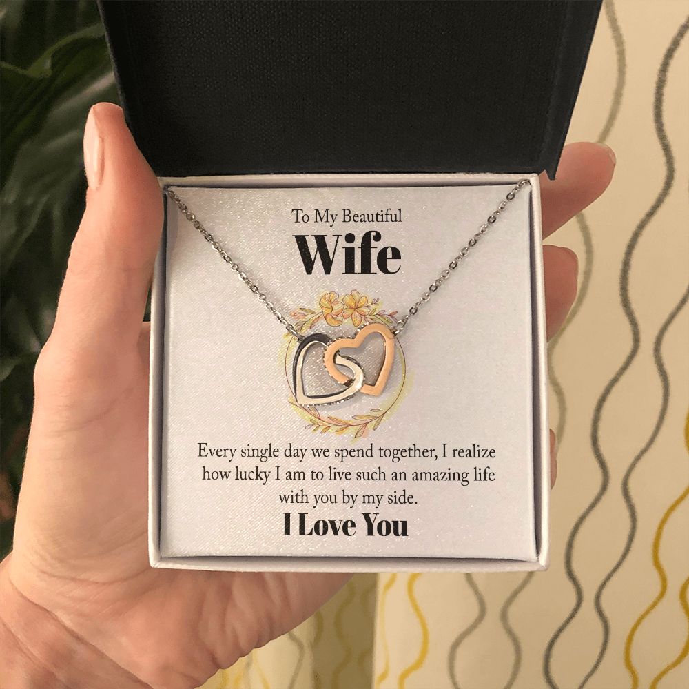 Wife Necklace Gifts From Husband, Wedding Anniversary Jewelry For Wife From Husband, Wife Birthday From Husband, Necklaces For Wife From Husband To My Wife Necklace, Necklace Message Card and Gift Box Styles on Birthday, Christmas, Anniversary  Interlocki