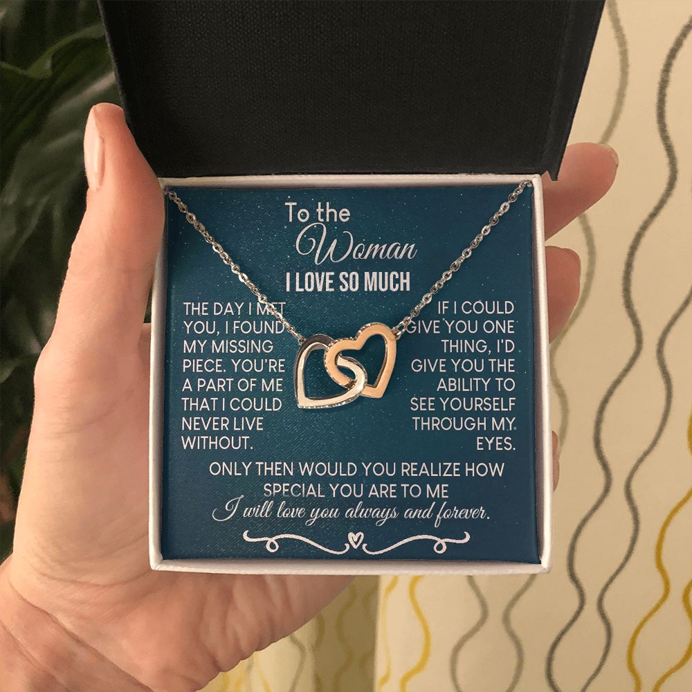 To The Woman Necklace Future Wife Gifts, Promise Necklace For Her, Fiance Gifts For Her, Valentine Birthday Gifts For Future Wife With Message Card Box LED, Soulmate Necklace For Women, To My Wife Necklace Interlocking Heart