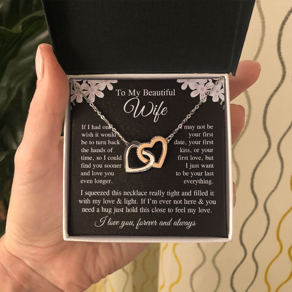 Wife Necklace Gift for Her, Soulmate Jewelry, Necklace for Future Soulmate, Wedding Valentine Jewelry for Wife Necklace Gifts from Husband - Soulmate Gift Necklace with Message Card and Gift Box Interlocking Heart