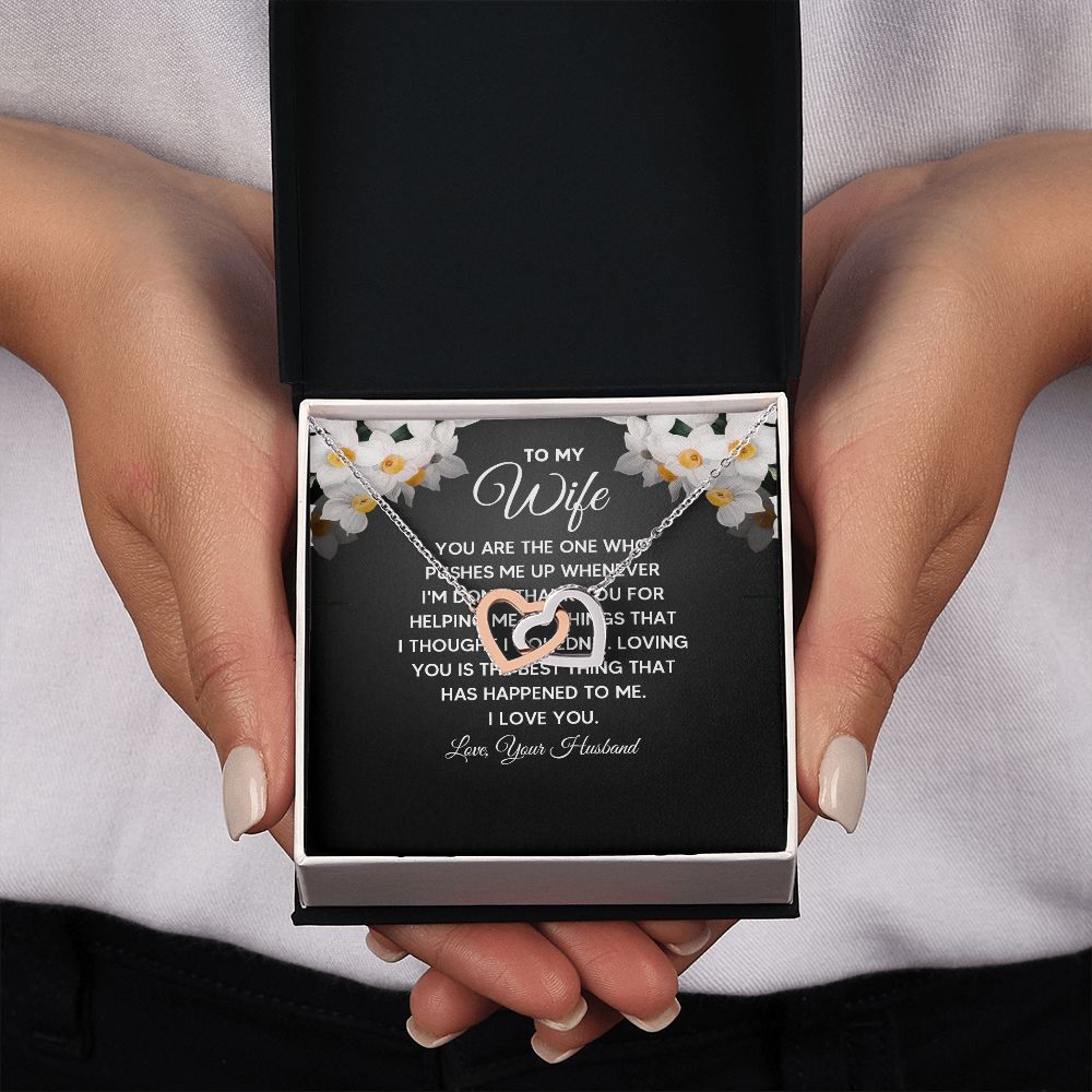 Wife Necklace Gifts From Husband, Wedding Anniversary Jewelry For Wife From Husband, Wife Birthday From Husband  Message Card and Gift Box styles On Birthday, Christmas, Anniversary Interlocking Heart