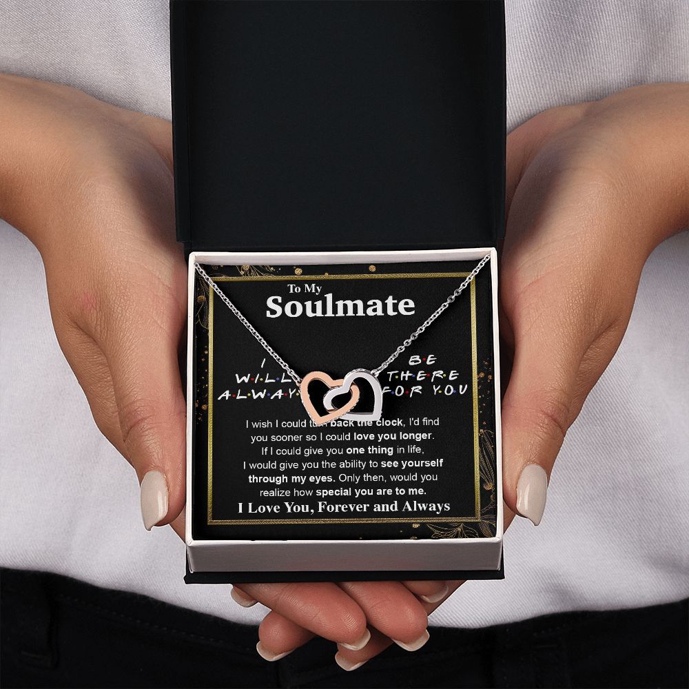 To My Soulmate Necklace To My Future Wife Necklace Gifts, Promise Necklace For Her, Fiance Gifts For Her, Wedding Necklace Gifts For Soulmate From Husband With Message Card Box LED, Soulmate Necklace For Women, To My Wife Necklace Interlocking Heart