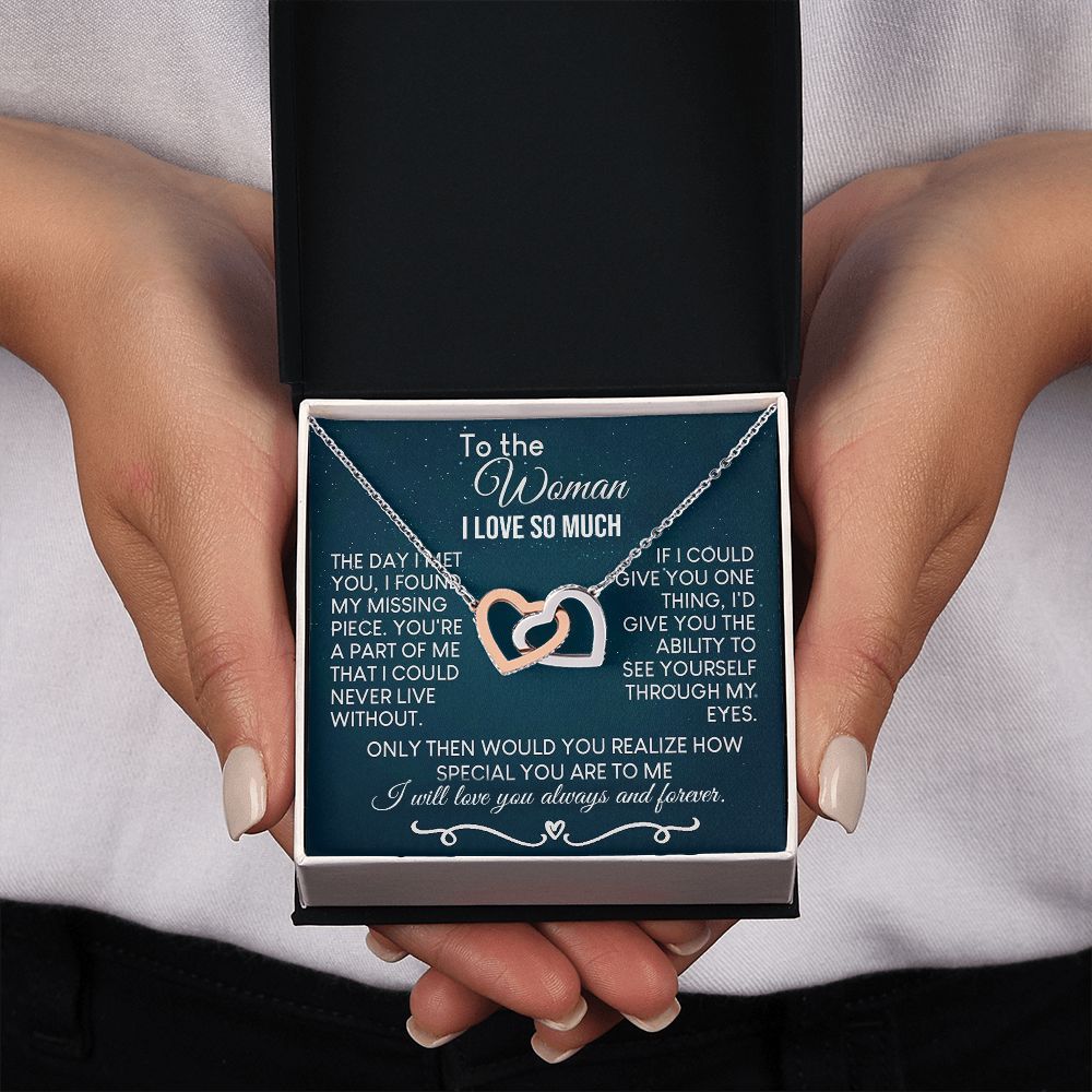 To The Woman Necklace Future Wife Gifts, Promise Necklace For Her, Fiance Gifts For Her, Valentine Birthday Gifts For Future Wife With Message Card Box LED, Soulmate Necklace For Women, To My Wife Necklace Interlocking Heart
