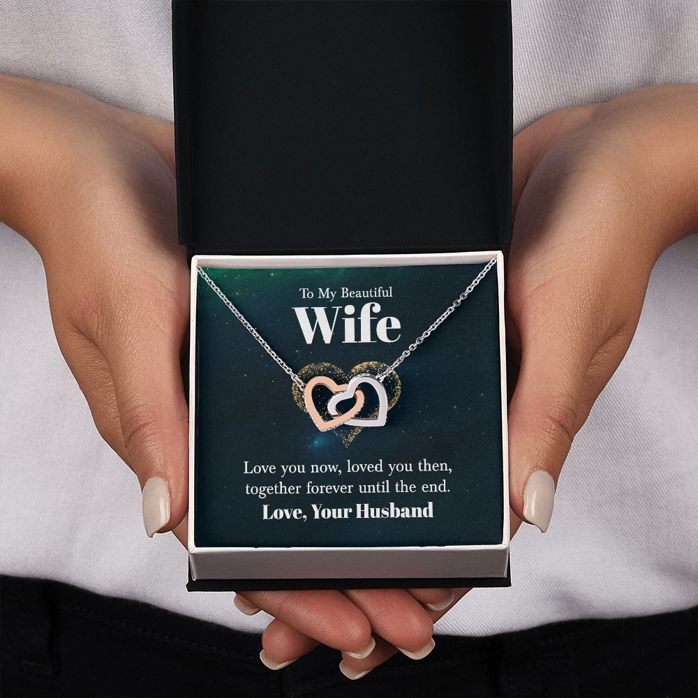 Wife Necklace Gifts From Husband, Wedding Anniversary For Wife From Husband, Wife Birthday From Husband, Necklaces For Wife From Husband, Love Knot Meaningful Necklace Message Card and Gift Box Styles on Birthday, Christmas, Anniversary  Interlocking Hear