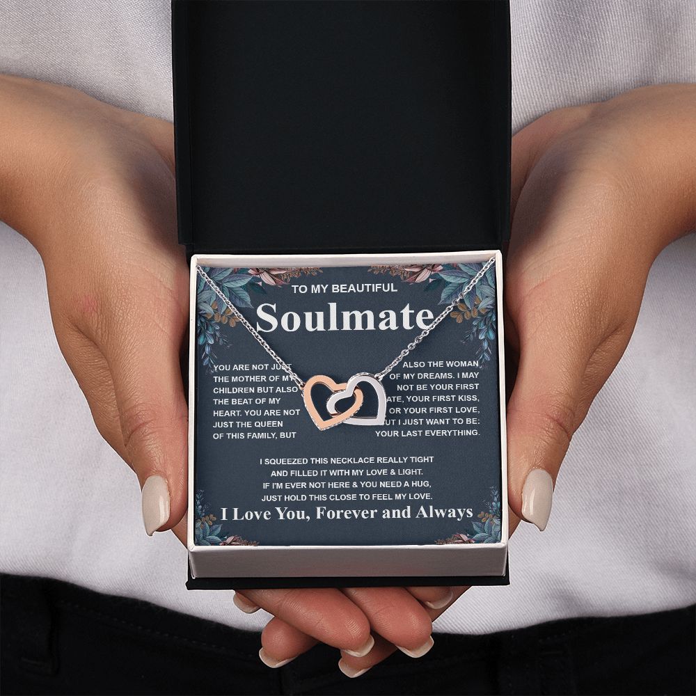 Gifts For Soulmate Birthday Gifts From Husband Necklace Valentines Days, Necklace for Future Soulmate, Birthday Wedding Jewelry for Wife Necklace Gifts from Husband - Soulmate Gift Necklace with Message Card and Gift Box Interlocking Heart
