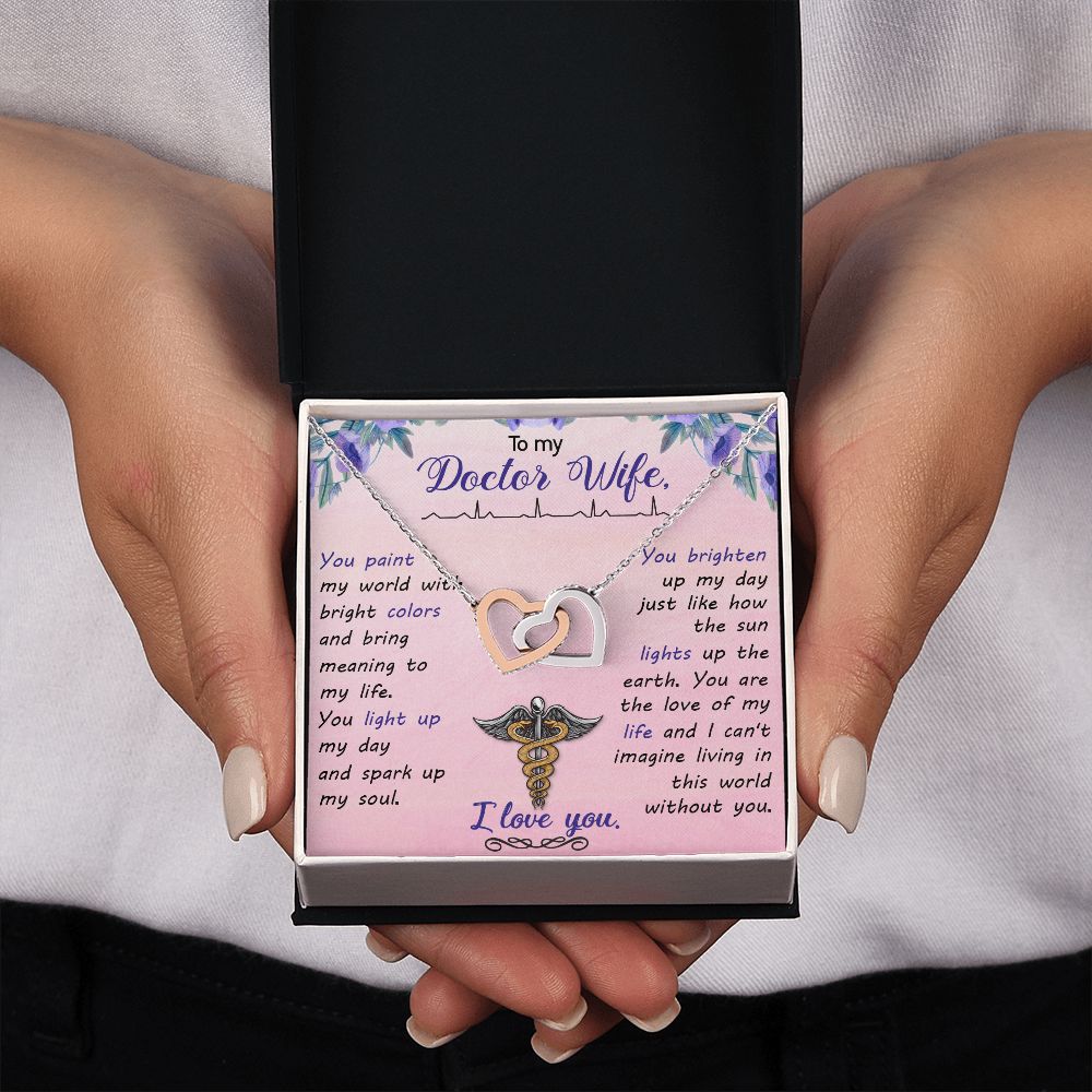 Couples Gifts, Doctor Wife Girlfriend Necklace Gifts From Husband, Wedding Anniversary Jewelry For Wife From Husband, Wife Birthday From Husband, To My Beautiful Wife Girlfriend Message Card and Gift Box styles On Birthday, Christmas, Anniversary  Interlo