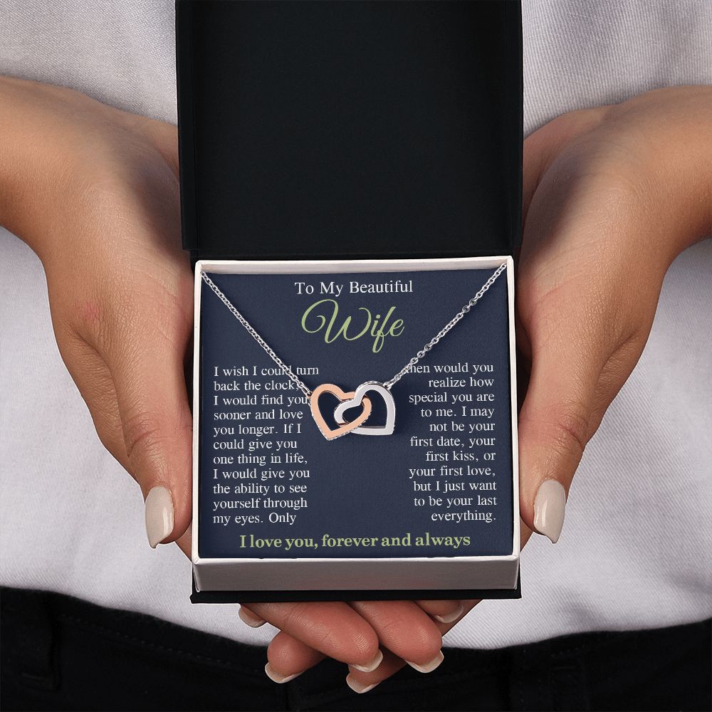 To My Beautiful Soulmate Necklace Gift, Wife Gifts From Husband, Anniversary Gifts For Wife From Husband To My Soulmate Necklace Message Card and Necklace Gift Box Gift Box Styles on Birthday, Wedding, Anniversary, Valentine Interlocking Heart