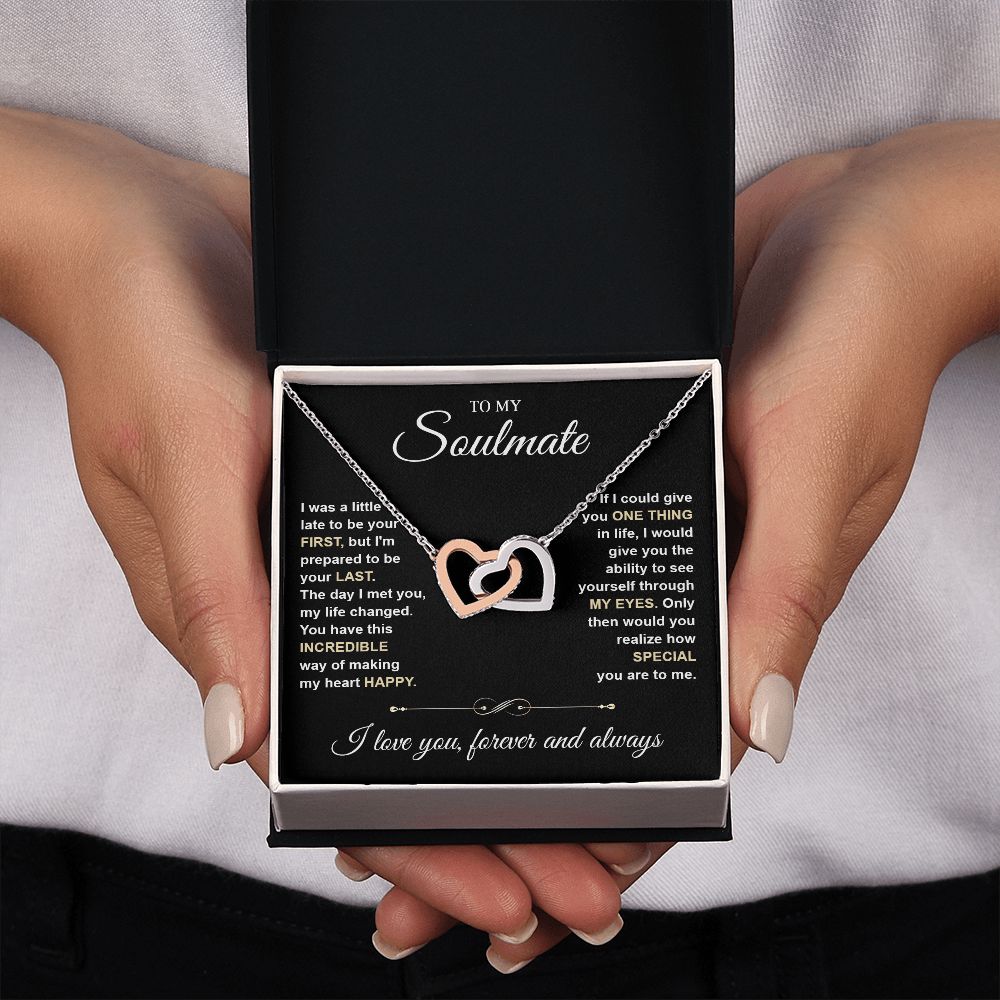 To My Soulmate Necklace for Women, Necklaces For Wife from Husband, Soulmate Jewelry to My Future Wife Necklace and Necklace For Girlfriend with Message Card and Necklace Gift Box Gift Box Styles on Birthday, Christmas, Wedding, Anniversary Interlocking H