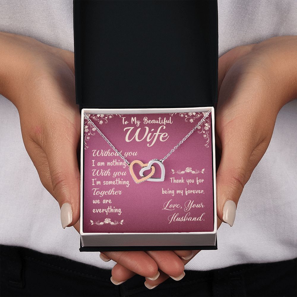 Couples Gifts,To My Wife Girlfriend Necklace Gifts From Husband, Wedding Anniversary Jewelry For Wife From Husband, Wife Birthday From Husband, To My Beautiful Wife Girlfriend Message Card and Gift Box styles On Birthday, Christmas, Anniversary  Interlock
