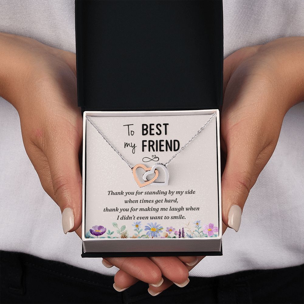 To My Best Friend On Her Wedding Day Necklace, Soul Sisters Necklace, BFF Necklace, Best Friend Gift Jewelry, Long Distance, Friends, Meaningful Necklace Message Card and Gift Box Styles on Birthday, Christmas, Anniversary  Interlocking Heart