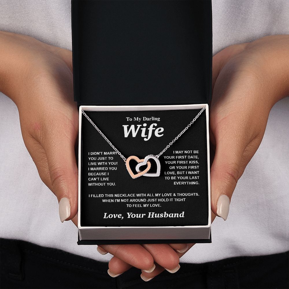 Valentine Gifts for Wife Necklace from Husband- Gifts for Wife from Husband, Valentine Gifts for Her Gifts Soulmate Message Card and Necklace Gift Box Gift Box Styles on Birthday, Wedding, Anniversary, Valentine Interlocking Heart