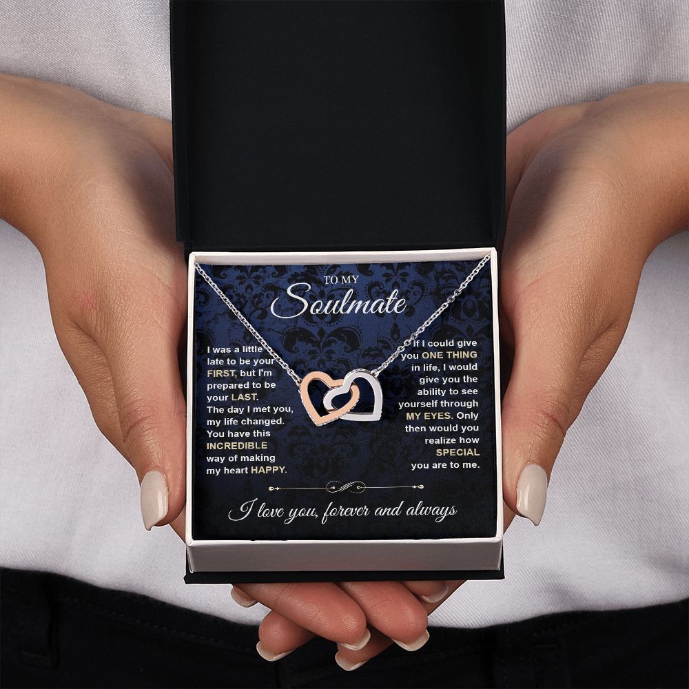 To My Soulmate Necklace for Women, Necklaces Gift For Wife from Husband, Soulmate Jewelry to My Future Wife Necklace and Necklace For Girlfriend with Message Card and Necklace Gift Box Gift Box Styles on Birthday, Christmas, Wedding, Anniversary Interlock