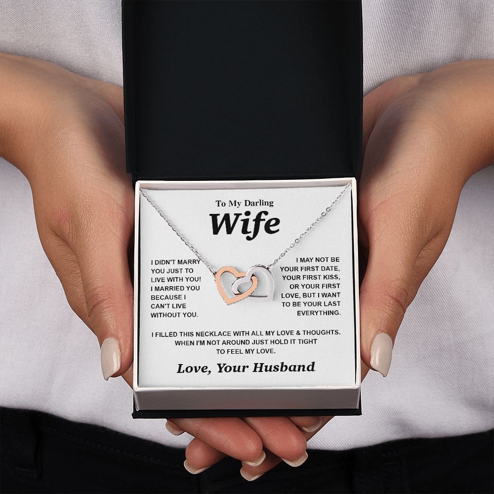 Valentine Gifts for Wife Necklace from Husband- Gifts for Wife from Husband, Birthday Gifts for Her Gifts Soulmate Message Card and Necklace Gift Box Gift Box Styles on Birthday, Wedding, Anniversary, Valentine Interlocking Heart