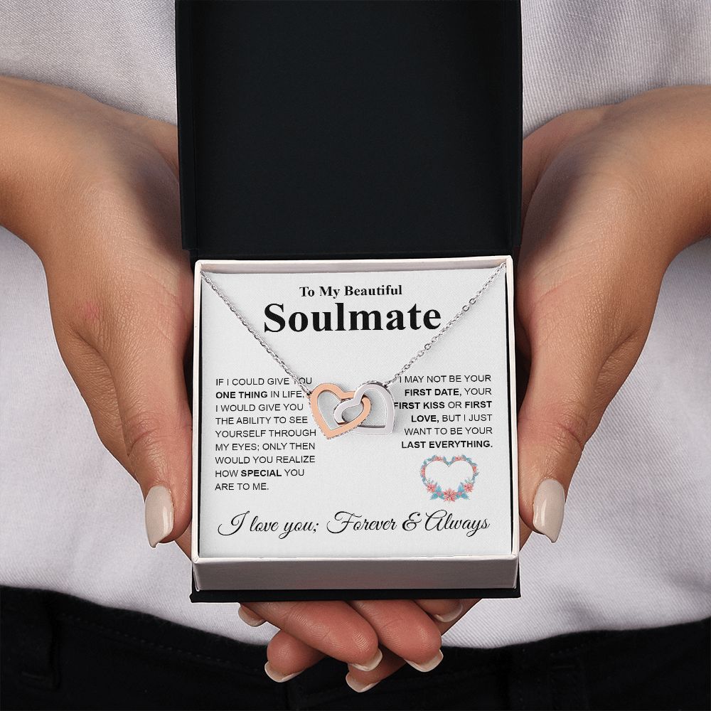 Beautiful Soulmate Necklace My Last Everything, Promise Necklace For Her, Fiance Gifts For Her, Valentine Gifts For Future Wife With Message Card Box LED, Soulmate Necklace For Women, To My Wife Necklace copy Interlocking Heart