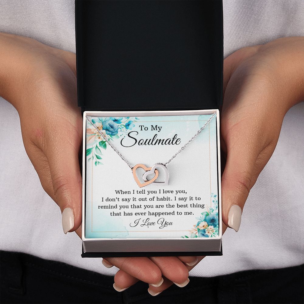 To My Soulmate, To My Wife Necklace, Wife Necklace, Wife Gift, WIfe Gift From Husband, Happy Anniversary, Meaningful Necklace Message Card and Gift Box Styles on Birthday, Christmas, Anniversary Interlocking Heart