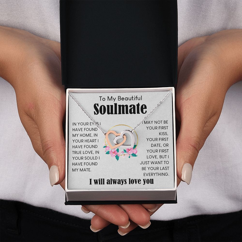 My Beautiful Soulmate Necklace To My Future Wife Gifts, Promise Necklace For Her, Fiance Gifts For Her, Valentine Gifts For Soulmate From Husband With Message Card Box LED, Soulmate Necklace For Women, To My Wife Necklace Interlocking Heart