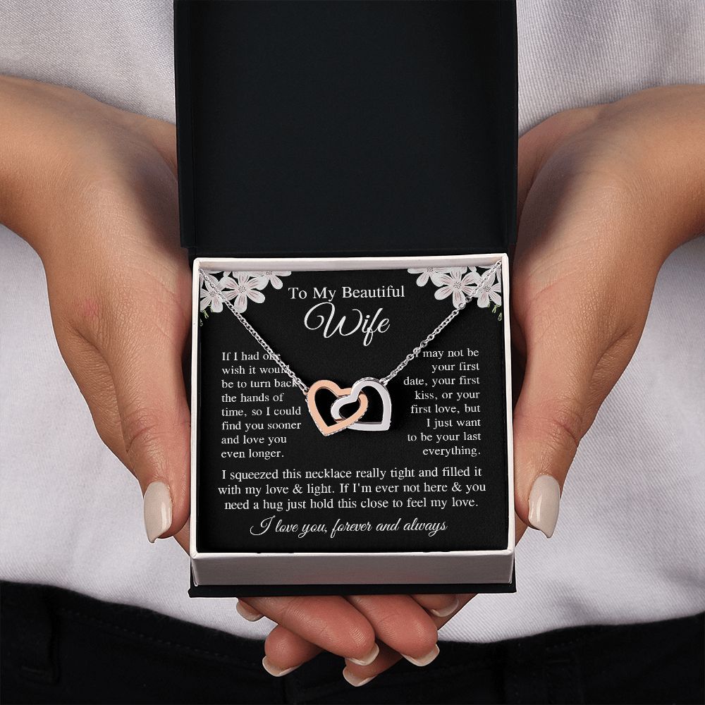 Wife Necklace Gift for Her, Soulmate Jewelry, Necklace for Future Soulmate, Wedding Valentine Jewelry for Wife Necklace Gifts from Husband - Soulmate Gift Necklace with Message Card and Gift Box Interlocking Heart