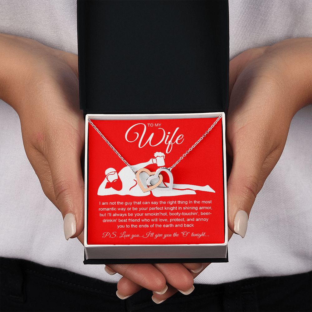 To My Wife Necklace For Women, Funny Gifts For Girlfriend,Valentine Presents For Girlfriend, Best Birthday Meaningful Gift Ideas For Wife, Women Romantic Jewelry For Her Anniversary Message Card and Gift Box Styles  Interlocking Heart