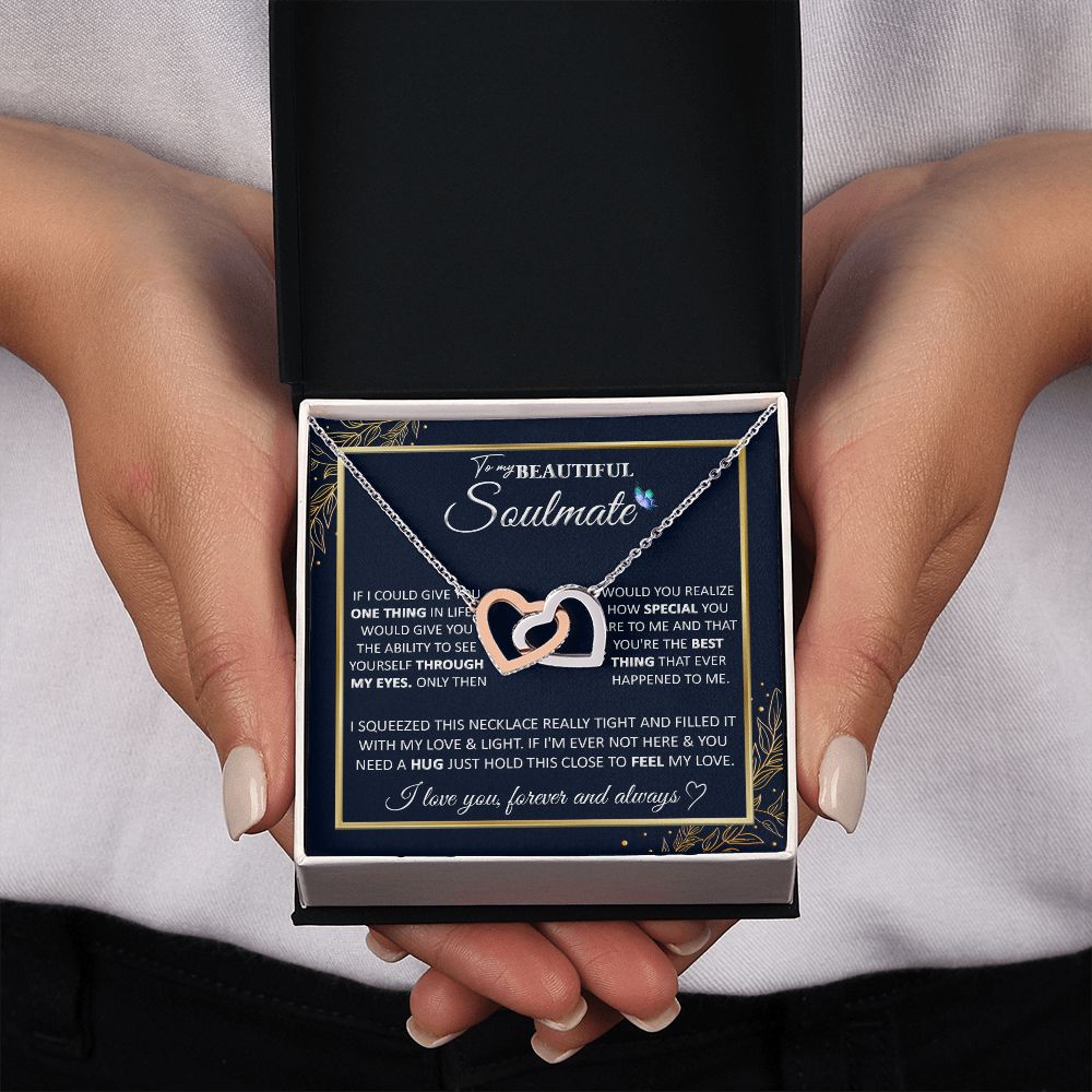 Couples Gifts, To My Dear Wife Necklace Gifts From Husband, Wedding For Wife From Husband, Wife Birthday From Husband, To My Beautiful Wife, Necklace Custom Name Message Card and Gift Box Styles on Birthday, Christmas, Wedding, Anniversary Interlocking He
