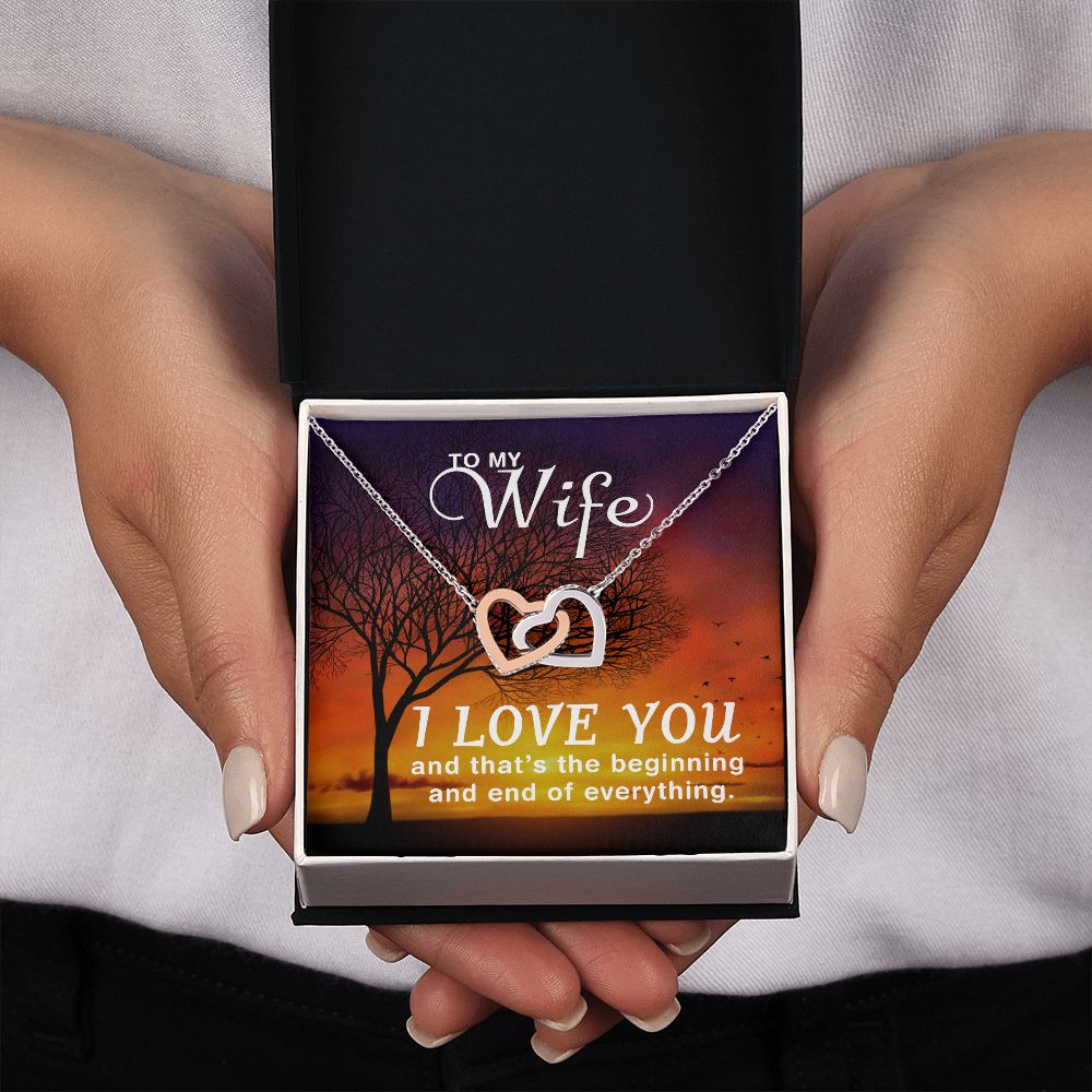 Birthday For Wife, Love Necklace Gifts For Wife From Husband, To My Soulmate Necklace For Women, To My Wife Necklace Wedding Anniversary, Love Knot Meaningful Necklace Message Card and Gift Box Styles on Birthday, Christmas, Anniversary Interlocking Heart