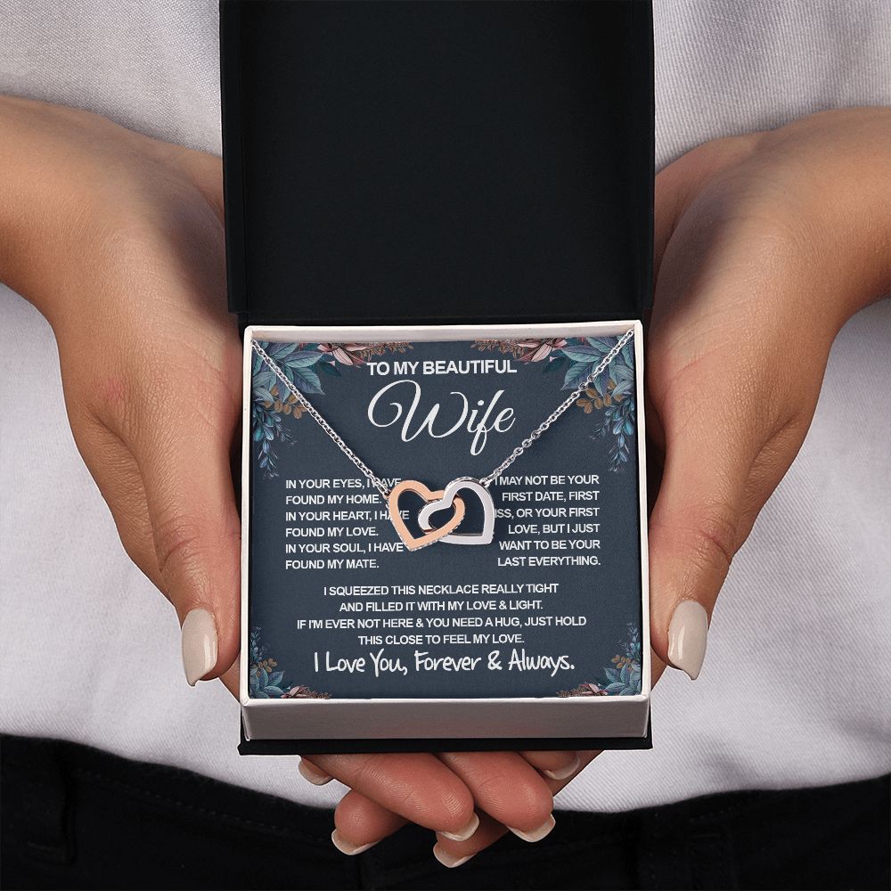 To My Beautiful Wife Necklace, Soulmate Jewelry For Women, Wife Necklace From Husband, Soulmate Wedding Gifts Necklace For Wife, Soulmate Gifts For Her, To My Future Wife Necklace Soulmate Interlocking Heart