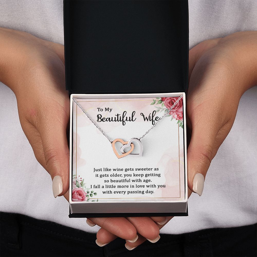 To My Wife Necklace Romantic Gifts For Her Unique Necklaces For Wife From Husband Cute Valentines Day Anniversary Birthday For Wife, Meaningful Necklace Message Card and Gift Box Styles on Birthday, Christmas, Anniversary Interlocking Heart