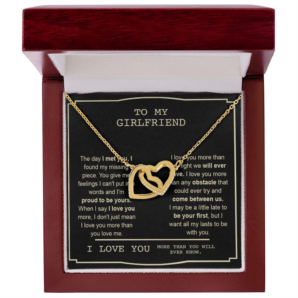 Couples Gifts, To My Boyfriend Necklace Gifts From Husband, Wedding Anniversary Jewelry For Wife From Husband, Necklace Customer Name Message Card and Gift Box styles On Birthday, Christmas, Anniversary Interlocking Heart