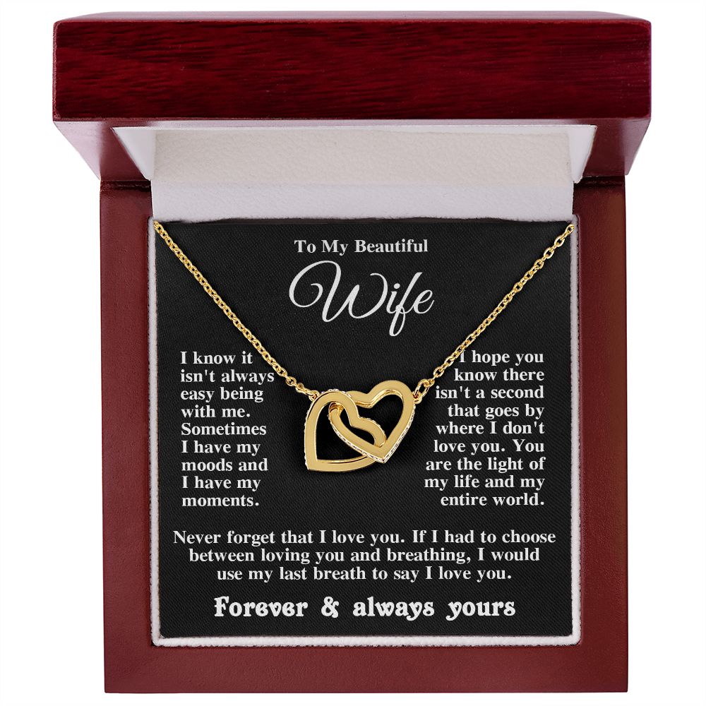 Gifts for Wife Necklace from Husband, Gifts for Wife from Husband, Anniversary Gifts for Her Gifts Soulmate Message Card and Necklace Gift Box Gift Box Styles on Birthday, Wedding, Anniversary, Valentine Interlocking Heart