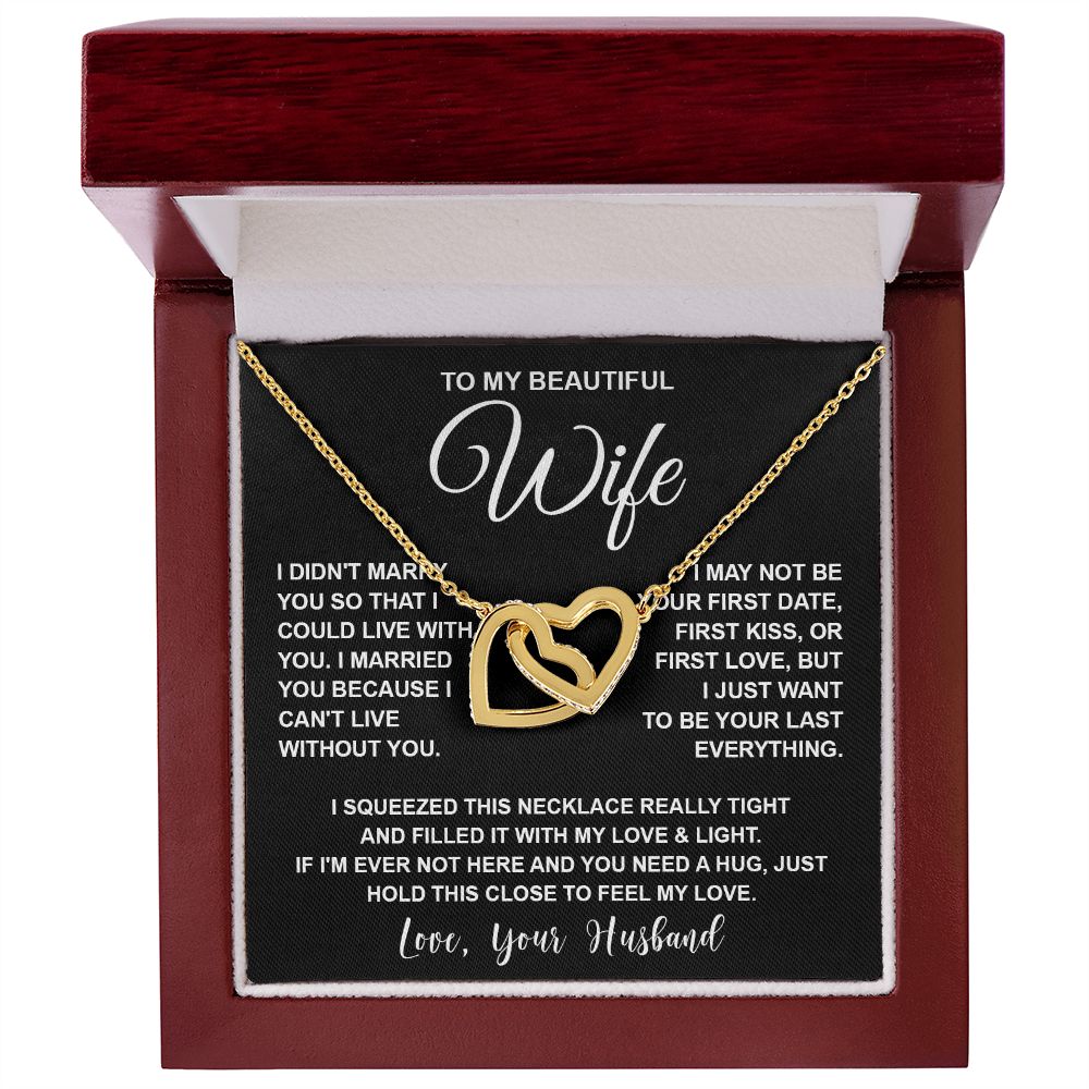 Wife Necklace Gifts From Husband, For Wife From Husband, Wife Birthday Gifts From Husband, Necklaces For Wife From Husband To My Wife Necklace Message Card and Necklace Gift Box Gift Box Styles on Birthday, Wedding, Anniversary, Valentine Interlocking Hea